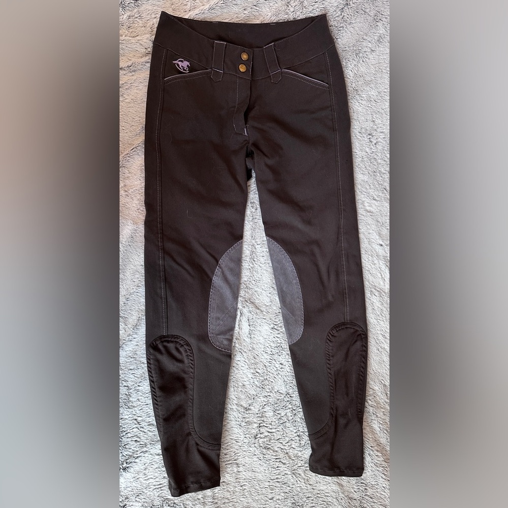Dark Grey with light purple stitching breeches 24R Piper by Smartpak